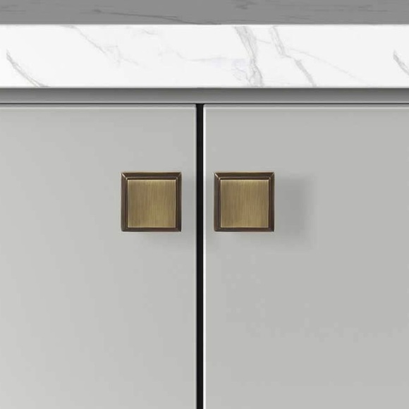 Sapphire Accent 1.25” x 1.25” Modern Cabinet Knobs NEW Aged Bronze Color - Picture 1 of 3